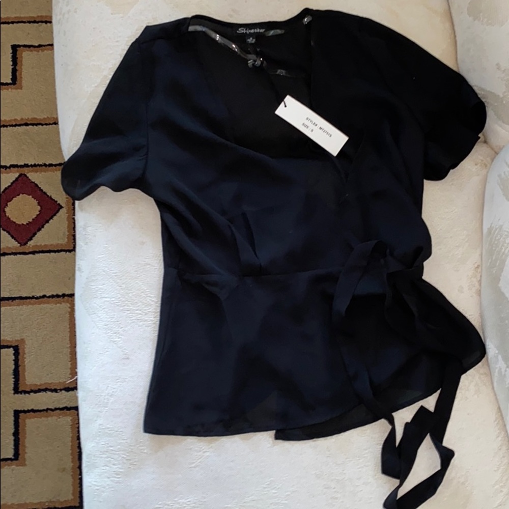 Black tie front formal top